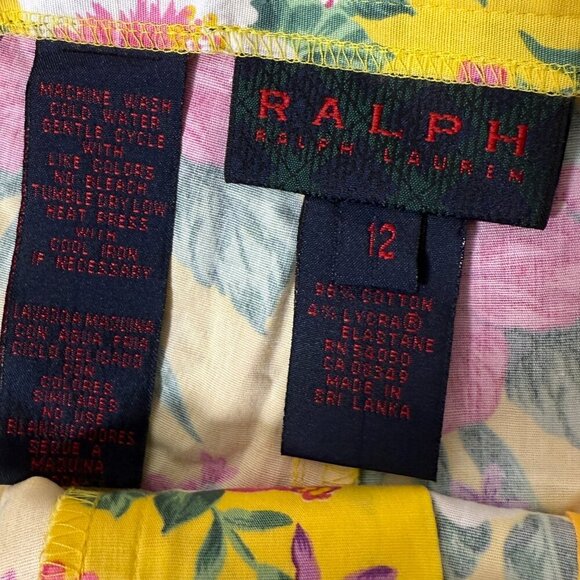 Ralph Ralph Lauren Yellow Floral Shorts Sz 12 - Picture 2 of 9